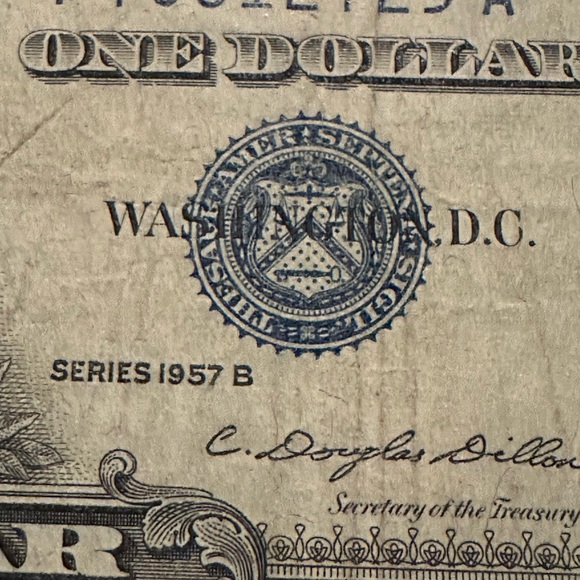 1957 Series B Silver Certificate blue $1 - Picture 3 of 8